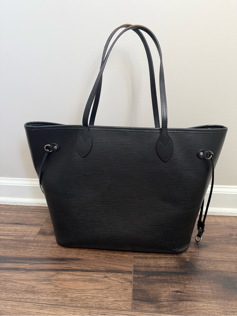 Louis Vuitton Black Epi Leather Neverfull Tote with Pouch